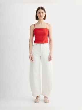 EVERLANE THE SEAMED TOP IN STRETCH LINEN Red Size 4 NWT